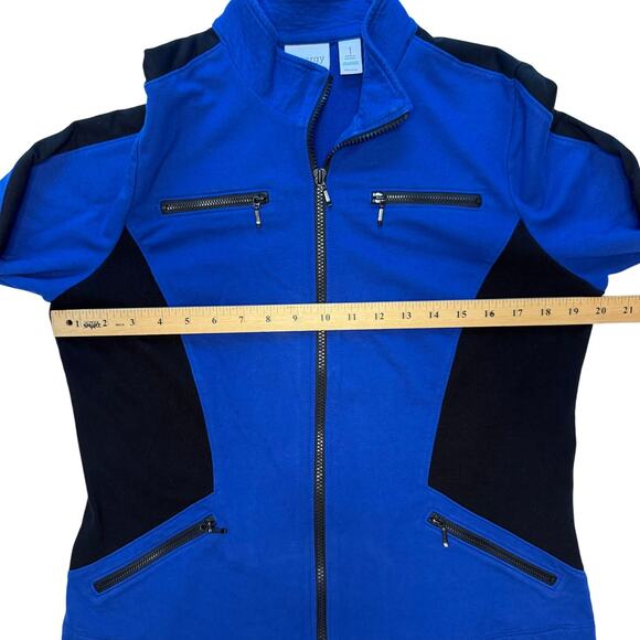 Zenergy by Chico’s Jacket 1 (L) Royal Blue Black Zip Front Activewear Stretch - Picture 10 of 11